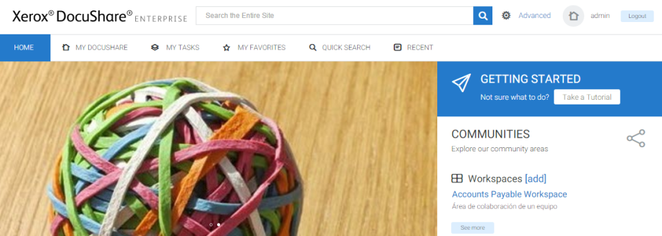 screenshot of Xerox DocuShare